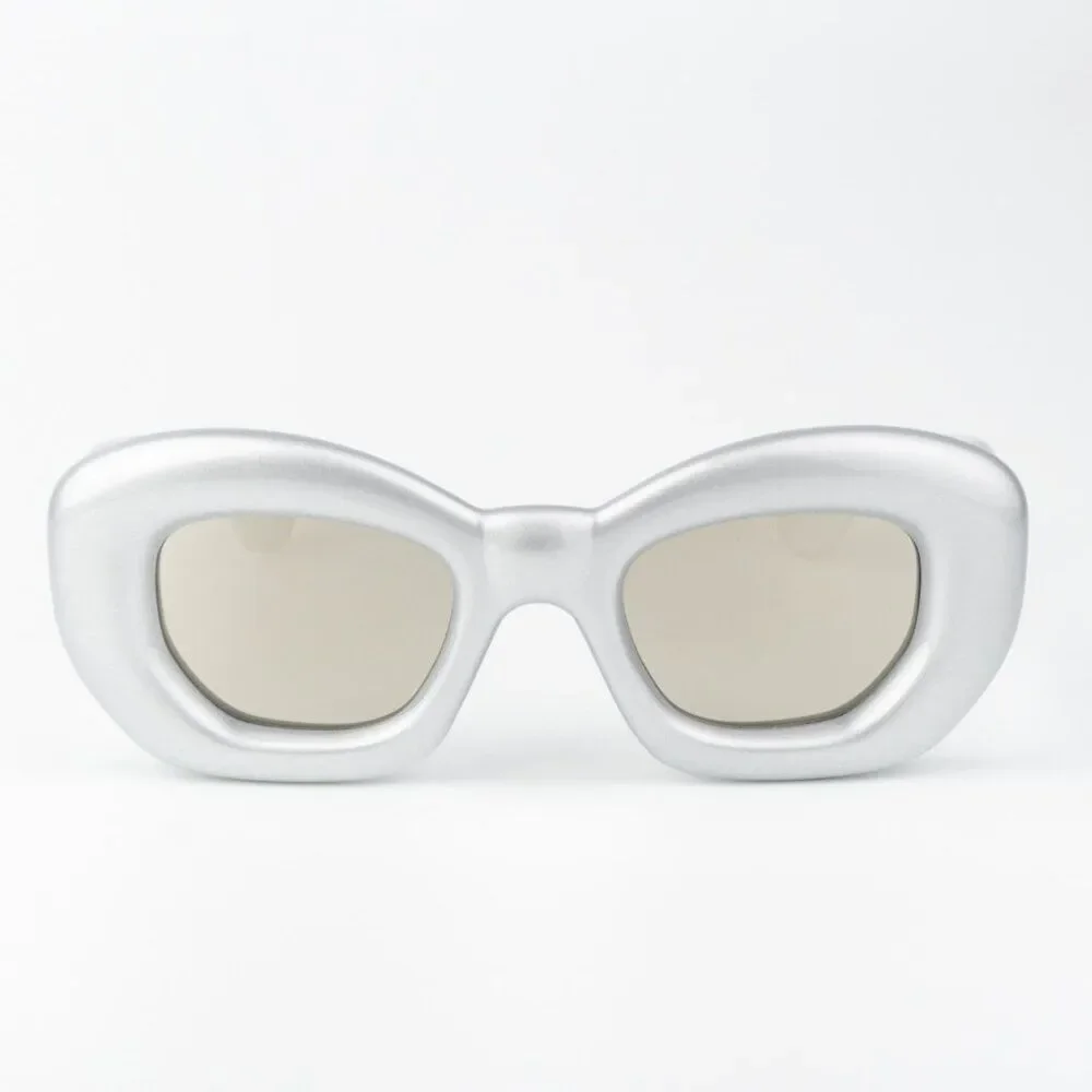 Loewe Sunglasses LW40117I 20C Metallized Silver Grey Smoke Mirror Cat Eye